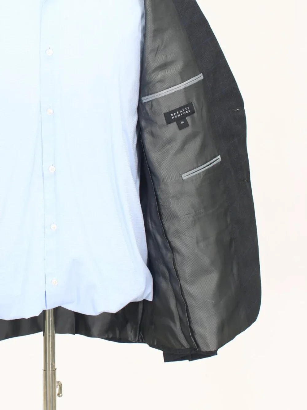 Barneys New York 44R 39x31 Gray Full Suit 2-Button Check R950